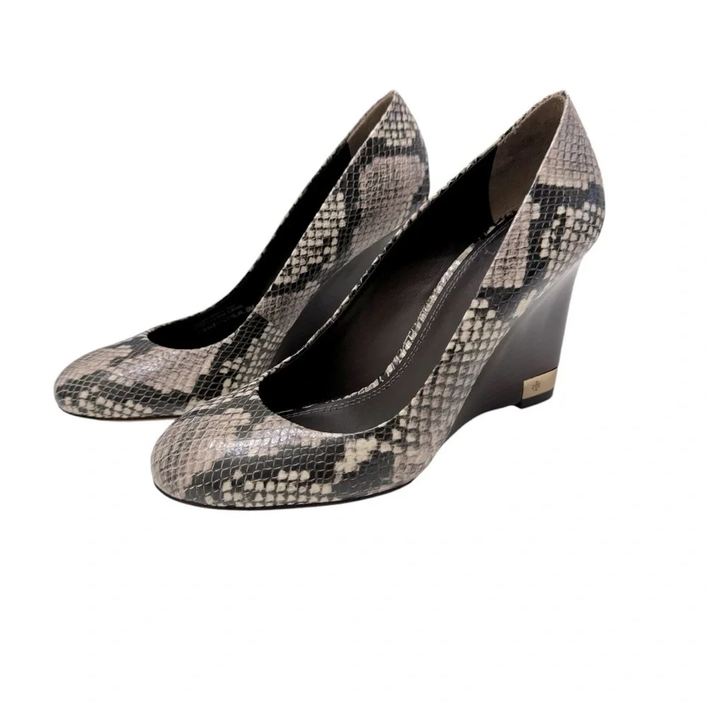 TORY BURCH Astoria Snakeskin Print Wedge Shoe Sz 8 - Picture 2 of 13
